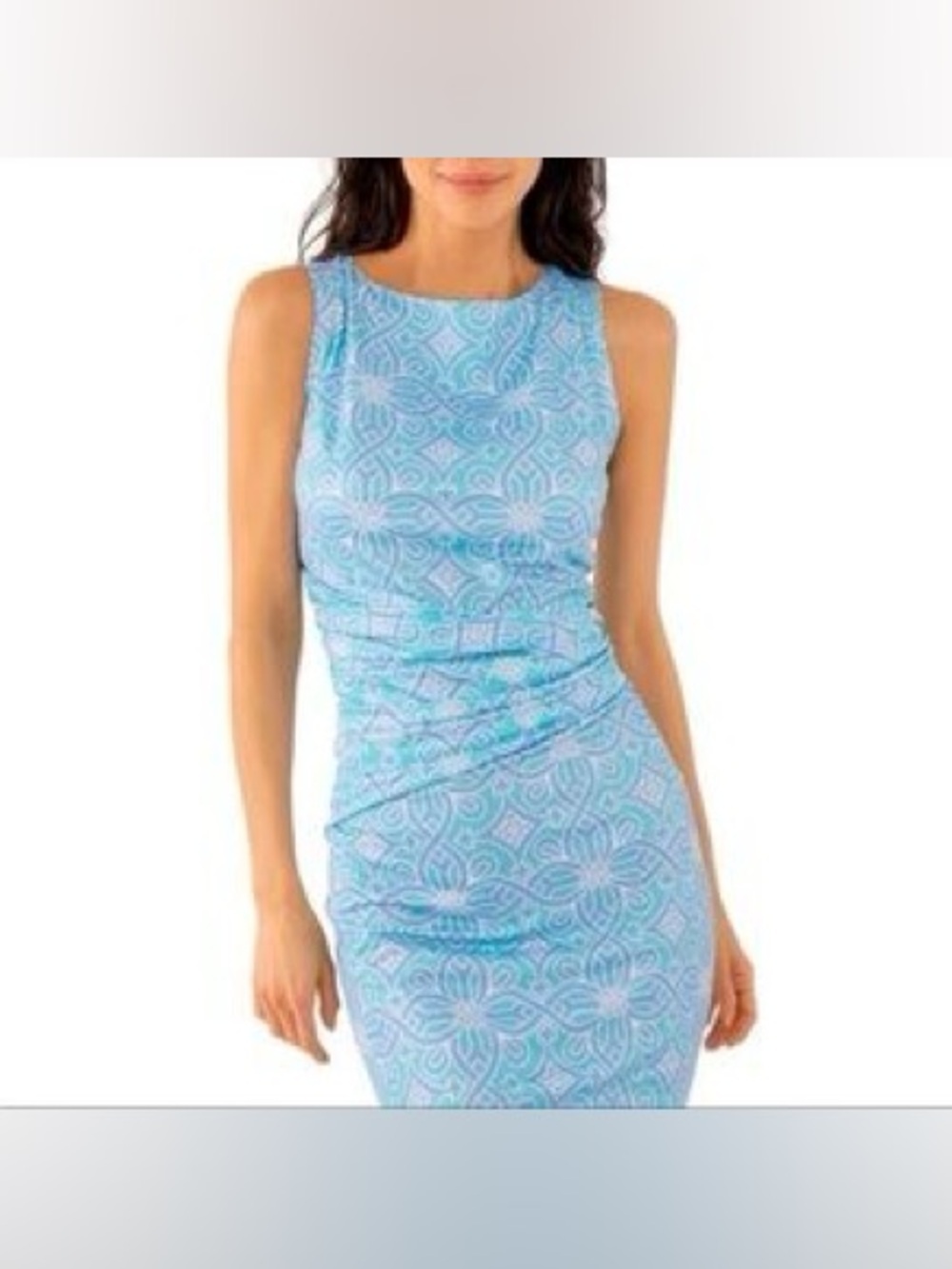 Gretchen Scott Sundress Timeless Preppy Ruched Waist Beach Country Club XS